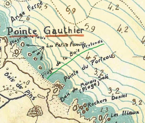 Carte Plage des Sapins et de la Raie Profonde - Ile d'Yeu